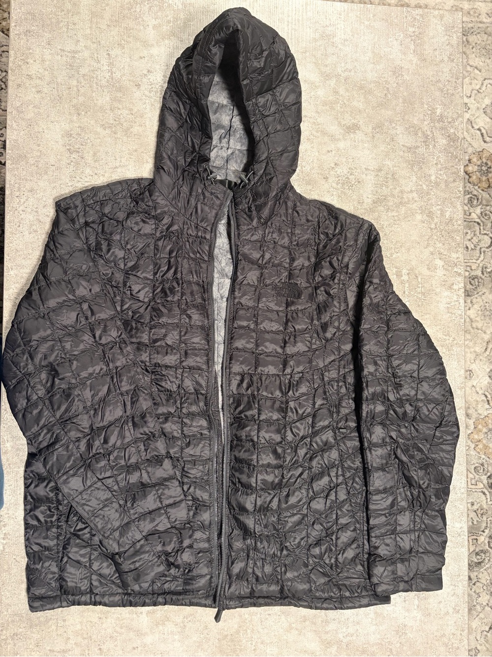 The North Face Black Quilted Hooded Puffer Jacket, Thermoball
